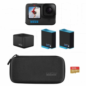 GoPro HERO10 Black - Essential Bundle - GoPro HERO 10 Black + 2 extra Battery + Compact Case + 64 GB MicroSD Card