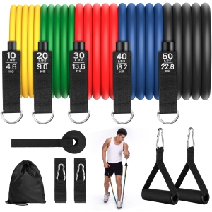 Exercise Resistance Bands Set, Workout Bands with Handles Stackable Up to 150 Lbs Equipment for Home Gym, Fitness|Sports, Ou