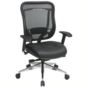 Scranton & Co Leather High Back Office Chair in Black Gunmetal