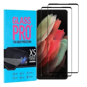 [2 PACK] Samsung Galaxy S21 Ultra Black Screen Protector Full Cover Tempered Glass Screen Protector Film Guard