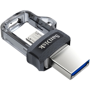 SANDISK ULTRA DUAL DRIVE M3.0 FLASH UNITY USB 256 GB SILVER, BLACK SDDD3-256G-G46 (EUROPEAN MODEL/VERSION) - Brand New