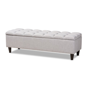 Baxton Studio Brett Tufted Fabric and Wood Storage Ottoman in Gray Beige