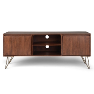 Trent Home Solid Mango Wood TV Media Stand in Umber Brown Stain