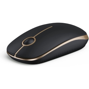 Wireless Mouse, Vssoplor 2.4G Slim Portable Computer Mice with Nano Receiver for Notebook, PC, Laptop, Computer-Gold and Bla