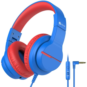 HS19 Kids Headphones with Microphone for School, Volume Limiter, Over-Ear Girls Boys Headphones for Kids with Shareport, Foldable Wired Headphones for iPad/Fire Tablet/Travel