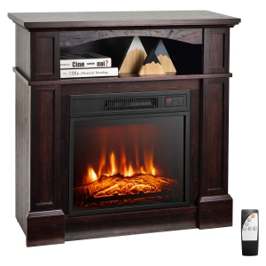 Costway 32" 1400W Electric Fireplace Mantel TV Stand Space Heater W/ Shelf