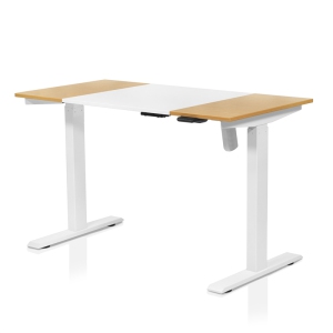 Furniture of America Quade Wood and Metal Height Adjustable Desk in White