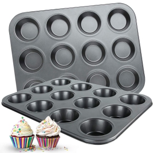 ISTAR Nonstick Bakeware Cupcake & Muffin Tray 12 Holes Cake Baking Tray Carbon Steel Oven Trays Pastry Tool