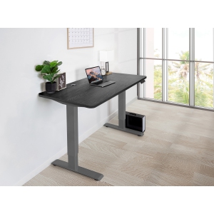 EFFYDESK Home Electric Height Adjustable Home Office Computer Standing Desk - (70"×29") Oak Black on Gray Frame