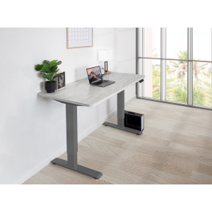 EFFYDESK Home Electric Height Adjustable Home Office Computer Standing Desk - (70"×29") Oak White on Gray Frame