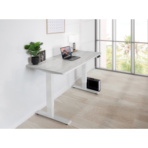 EFFYDESK Home Electric Height Adjustable Home Office Computer Standing Desk - (47"×29") Oak White on White Frame