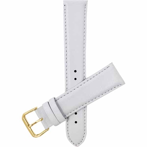 Bandini Womens Semi-Padded Leather Smart Watch Smart Watch Band Strap, Stitch For Garmin Venu Sq - 20mm, White / Gold Buckle