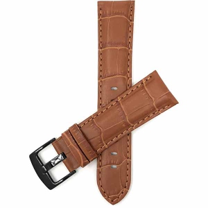 Bandini Mens Leather Alligator Pattern Smart Watch Band Strap For Garmin Venu Sq - 20mm, Tan / Black Buckle
