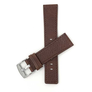 Bandini Square Tip Leather Smart Watch Band Strap For Garmin Forerunner, Vivoactive 4 - 22mm, Brown / Silver Buckle