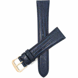 Bandini Glossy Leather Lizard Pattern Smart Watch Band Strap For Garmin Venu Sq - 20mm, Blue / Gold Buckle