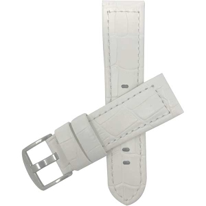 Bandini Wide Mens Alligator Pattern Leather Smart Watch Band Strap For Garmin Venu Sq - 20mm, White