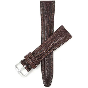 Bandini Glossy Leather Lizard Pattern Smart Watch Band Strap For Garmin Venu Sq - 20mm, Brown / Silver Buckle