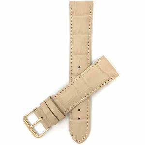 Bandini Womens Leather Alligator Pattern Smart Watch Band Strap For Garmin Venu Sq - 20mm, Beige / Gold Buckle
