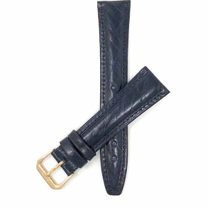 Bandini Leather Semi Glossy Smart Watch Band Strap For Garmin Venu Sq - 20mm, Blue / Gold Buckle