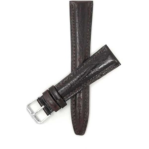 Bandini Leather Semi Glossy Smart Watch Band Strap For Garmin Venu Sq - 20mm, Brown / Silver Buckle