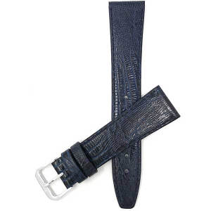 Bandini Flat Leather Texas Teju Pattern Smart Watch Band Strap For Garmin Venu Sq - 20mm, Blue / Silver Buckle
