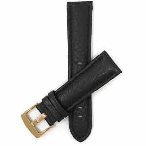 Bandini Mens Padded Leather Buffalo Pattern Smart Watch Band Strap For Garmin Forerunner, Vivoactive 4 - 22mm, Black / Gold Buckle
