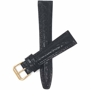 Bandini Womens Glossy Padded Leather Lizard Pattern Smart Watch Band Strap For Garmin Venu Sq - 20mm, Black / Gold Buckle