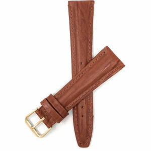 Bandini Leather Semi Glossy Smart Watch Band Strap For Garmin Venu Sq - 20mm, Tan / Gold Buckle