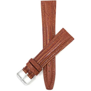 Bandini Glossy Leather Lizard Pattern Smart Watch Band Strap For Garmin Venu Sq - 20mm, Tan / Silver Buckle