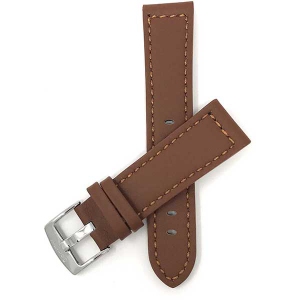 Bandini Thick Racer Style Mens Leather Smart Watch Band Strap For Garmin Venu Sq - 20mm, Tan / Silver Buckle