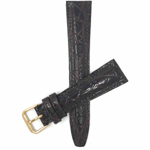 Bandini Womens Glossy Padded Leather Lizard Pattern Smart Watch Band Strap For Garmin Venu Sq - 20mm, Brown / Gold Buckle