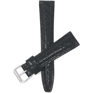Bandini Womens Glossy Padded Leather Lizard Pattern Smart Watch Band Strap For Garmin Venu Sq - 20mm, Black / Silver Buckle