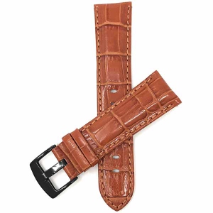 Bandini Mens Leather Alligator Pattern Smart Watch Band Strap For Garmin Venu Sq - 20mm, Tan / Black Buckle
