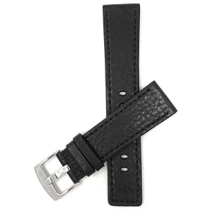 Bandini Square Tip Leather Smart Watch Band Strap For Garmin Forerunner, Vivoactive 4 - 22mm, Black / Silver Buckle