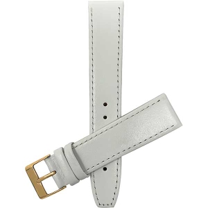 Bandini Classic Thin Leather Smart Watch Band Strap, Stitch For Garmin Venu Sq - 20mm, White / Gold Buckle