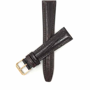 Bandini Leather Semi Glossy Smart Watch Band Strap For Garmin Venu Sq - 20mm, Brown / Gold Buckle