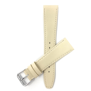 Bandini Classic Thin Leather Smart Watch Band Strap, Stitch For Garmin Forerunner, Vivoactive 4 - 22mm, Beige / Silver Buckle