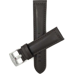 Bandini Mens Padded Leather Smart Watch Band Strap For Garmin Forerunner, Vivoactive 4 - 22mm, Brown / Silver Buckle