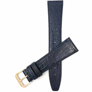 Bandini Flat Leather Texas Teju Pattern Smart Watch Band Strap For Garmin Venu Sq - 20mm, Blue / Gold Buckle