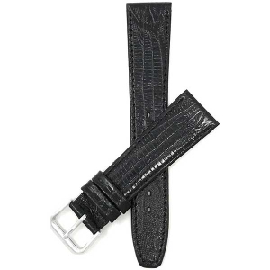 Bandini Flat Leather Texas Teju Pattern Smart Watch Band Strap For Garmin Venu Sq - 20mm, Black / Silver Buckle
