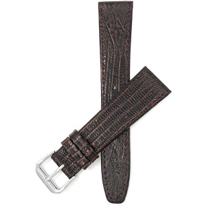 Bandini Flat Leather Texas Teju Pattern Smart Watch Band Strap For Garmin Venu Sq - 20mm, Brown / Silver Buckle