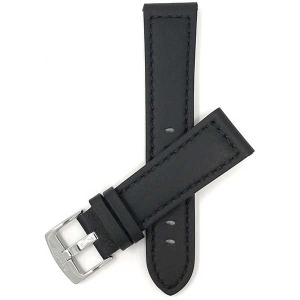 Bandini Thick Racer Style Mens Leather Smart Watch Band Strap For Garmin Venu Sq - 20mm, Black / Silver Buckle
