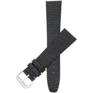 Bandini Womens Slim Leather Lizard Pattern Smart Watch Band Strap For Garmin Venu Sq - 20mm, Black / Silver Buckle