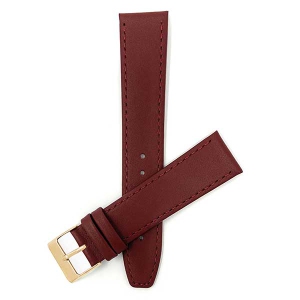 Bandini Classic Thin Leather Smart Watch Band Strap, Stitch For Garmin Venu Sq - 20mm, Burgundy / Gold Buckle