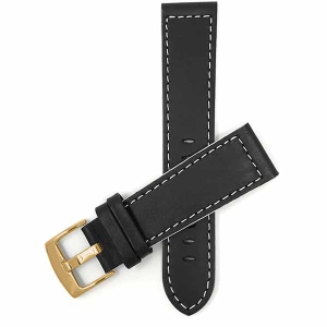 Bandini Mens Thick Two-Tone Leather Racing Smart Watch Band Strap For Garmin Venu Sq - 20mm, Black / White / Gold Buckle