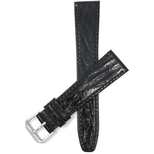 Bandini Thin Leather Bark Pattern Smart Watch Band Strap For Garmin Venu Sq - 20mm, Black / Silver Buckle