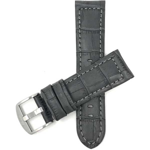 Bandini Wide Mens Alligator Pattern Leather Smart Watch Band Strap For Garmin Venu Sq - 20mm, Grey