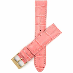 Bandini Womens Leather Alligator Pattern Smart Watch Band Strap For Garmin Venu Sq - 20mm, Hot Pink / Gold Buckle