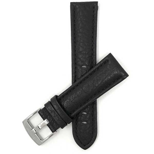 Bandini Mens Padded Leather Buffalo Pattern Smart Watch Band Strap For Garmin Forerunner, Vivoactive 4 - 22mm, Black / Silver Buckle