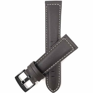 Bandini Mens Padded Leather Smart Watch Band Strap, White Stitch For Garmin Venu Sq - 20mm, Brown / Black Buckle